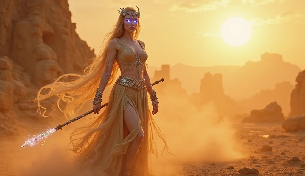 A majestic woman soaring gracefully through the sky, with long flowing hair trailing behind her. She wears an elegant, flowing gown that ripples in the wind, shimmering with shades of blue and silver. Her outstretched arms give the impression of freedom and strength, with perfect hands elegantly poised. Her body is anatomically perfect, exuding grace and beauty. The sky around her is a brilliant mix of sunset colors—orange, pink, and purple—casting a magical glow. Wispy clouds float around her, and the light from the setting sun highlights her serene, yet sad and melancholic expression, ((she wears an Intricate and enigmatic typical Venetian carnival mask)). Face partially hidden behind carnival golden metal mask. Mask covers part of her face, including part of her eyes. She flies over a lush medieval garden, filled with vibrant flowers and ancient stone pathways. The overall scene is ethereal and dreamlike, capturing a moment of pure liberation and beauty, while maintaining a SFW image. [(highly detailed face:1.4)], full body portrait, by lee jeffries, nikon d850, film stock photograph, 4 kodak portra 400, camera f1.6 lens, rich colors, hyper realistic, lifelike texture, dramatic lighting, cinestill 800