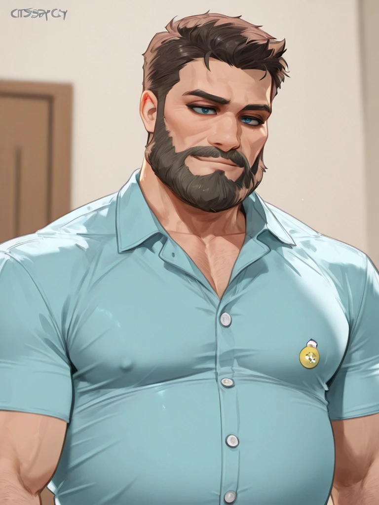 Ultra muscular gym pecs moustaches man, A cool guy who is big and has cum coming out from under his clothes,Upper body naked