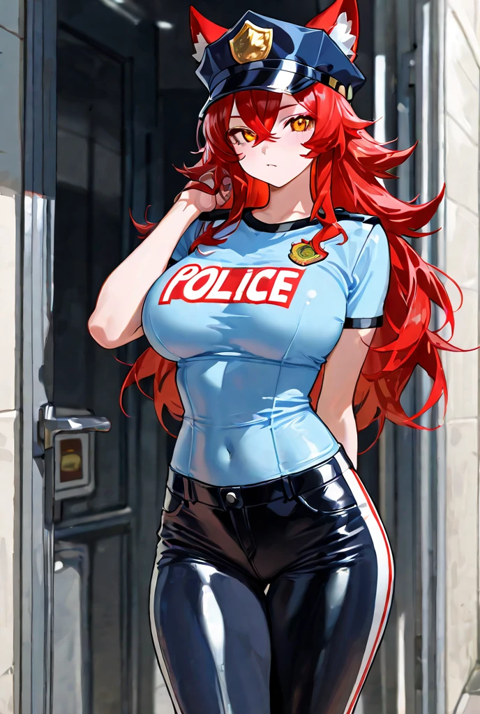 masutepiece, best quality, highly detailed, Cowboy Shot, Portrait, text saying "Do not cross"
harems, police woman, large breasts, Petite, White jacket, (beltbra:1.2),(caution tape:1.3), deep skin, Skindentation, 
BREAK
city, alleyway, Red_And_Blue_A light, (police_Car:1.2), siren, syota_Scene, Night, Dark theme,  ty), (Clouds), Add_detail:1, hair over eyes, Hair over one eye, Colossal tits, Tits, Hyper Maximum Size_breasts!! with the type of boobs_melons, wide hips, Huge ass, thick legs,