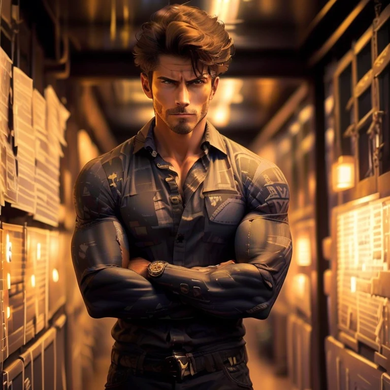 realista:1.3,( Fotorrealista, 8k, Fotos RAW, Qualidade premium, Obra-prima, epic lighting. de perto, Imagem centralizada), (primeiro plano),((1 homem bonito, self-confident and well-formed muscles, Post-apocalyptic, guerreiro, Rosto e corpo perfeitamente detalhados, (primeiro plano), cena chuvosa, poor lighting due to rain, rosto e corpo molhados da chuva,lightning lighting, dynamic pose, cabelo lindo e detalhado, Roupas de couro)), ((in an apocalyptic city, collapsed buildings, steel beams everywhere:1.5)).