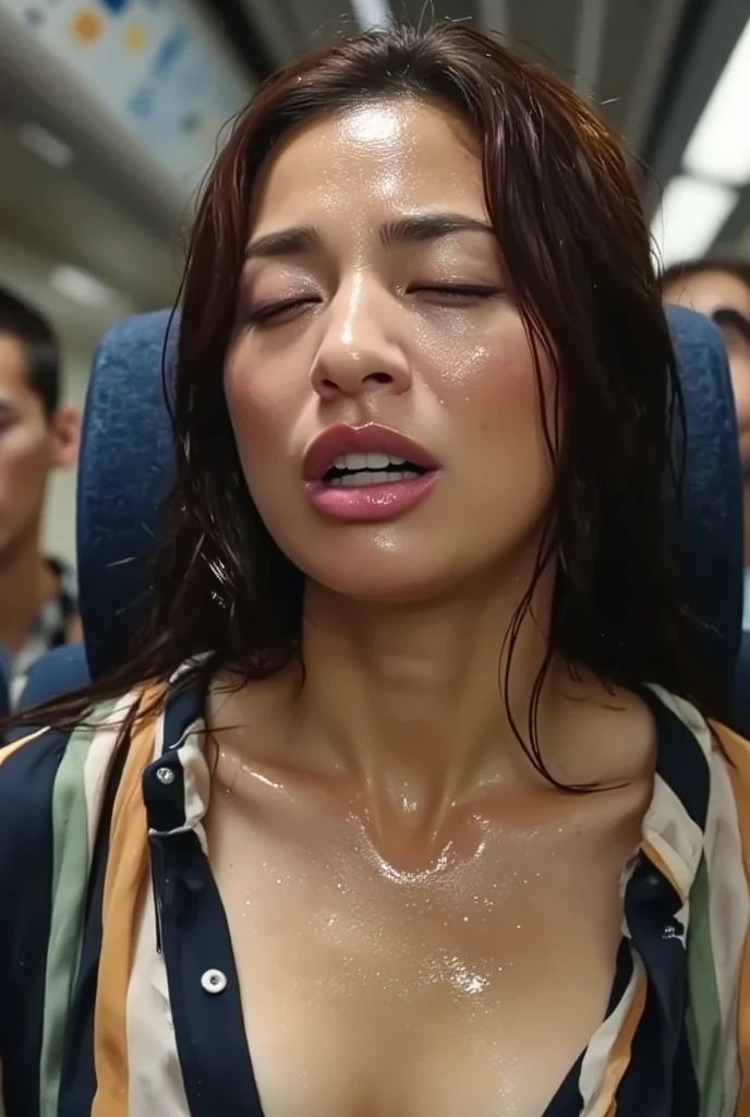 Beautiful Japanese actresses,(photo Realistic:1.4), (hyper Realistic:1.4), (Realistic:1.3),Very detailed, Edge Orgasm,face Focus, ((Woman with open mouth)) , Edgy Woman _face、Age 35、Black-haired、 News anchor、,Commuting Train,Inside the train,Train window,congestion,Standing and holding on to the strap,Male passenger in the back,((Sweat)),((skin shining with Sweat))((Clabrasion glistening with Sweat,face shining with Sweat)),,Entrance to the house、In front of the entrance、In front of the shoe rack、White collared shirt,Hair tied up、teacher,Frowning, eyeball, Glare, Frowning, Frowningをする, shout, Big eyes, Crazy Eyes,((oil filter))((Bukkake))((Super Hard Orgasm))Wet Filter,(symmetrical nose)((raised eyebrows, furrowed brow, closed eyes))(A woman who is molested on a train and reaches orgasm)(横face,)((A string of drool drips from the corner of one's lips、Saliva pools in the mouth))
