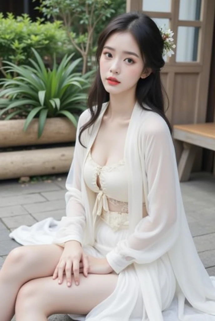 Beautiful woman with perfect body:1.4,Prominent cleavage,Layered Hairstyle,Highly detailed face and skin textures,Double eyelids,Skin Whitening,Long hair,Whitened long legs,(Bellyband,necklace),Standing by the sea,Half-length photo
