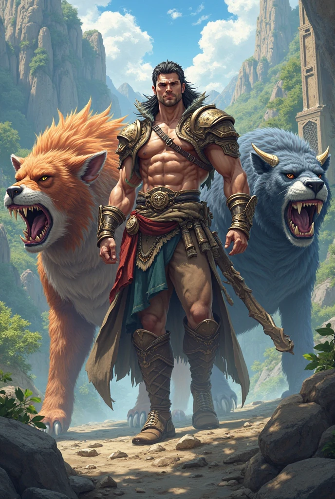 Homem no estilo de pintura romana antiga,demon