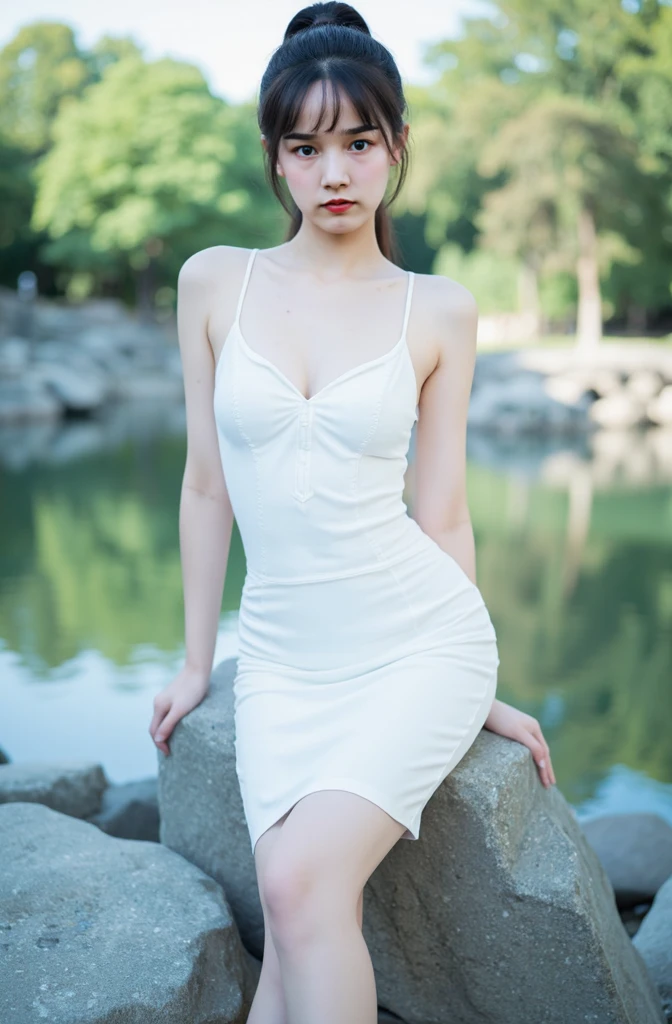 1 girl, Hair Bun, beautiful girl, naked, north, outdoor, Perfect Light, masterpiece, best quality, Extremely detailed, Feeling, Looking at the audience, 8K, RAW photos, Practical, photo Practical, Intricate details, Ultra HD, Full HD, Super Resolution