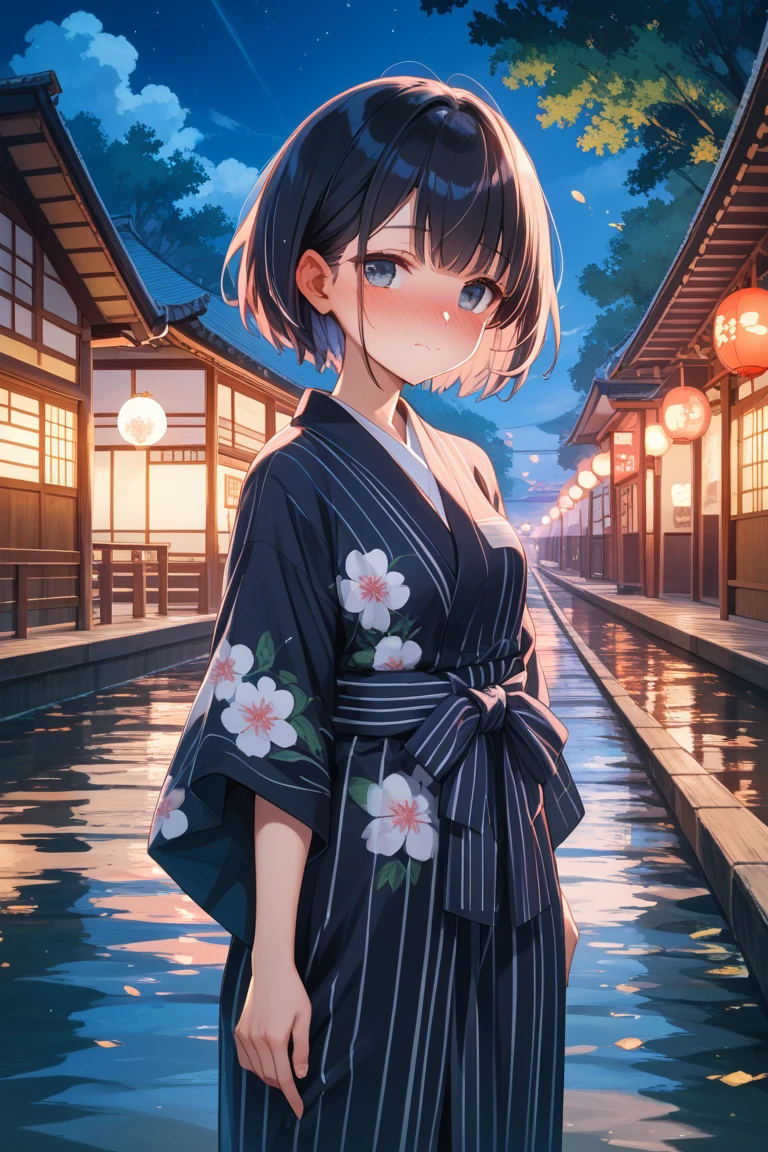 masterpiece, Ultra-detailed, Highest quality, wet yukata, (Lots of girls in line), Ass Focus, High-quality facial beauty