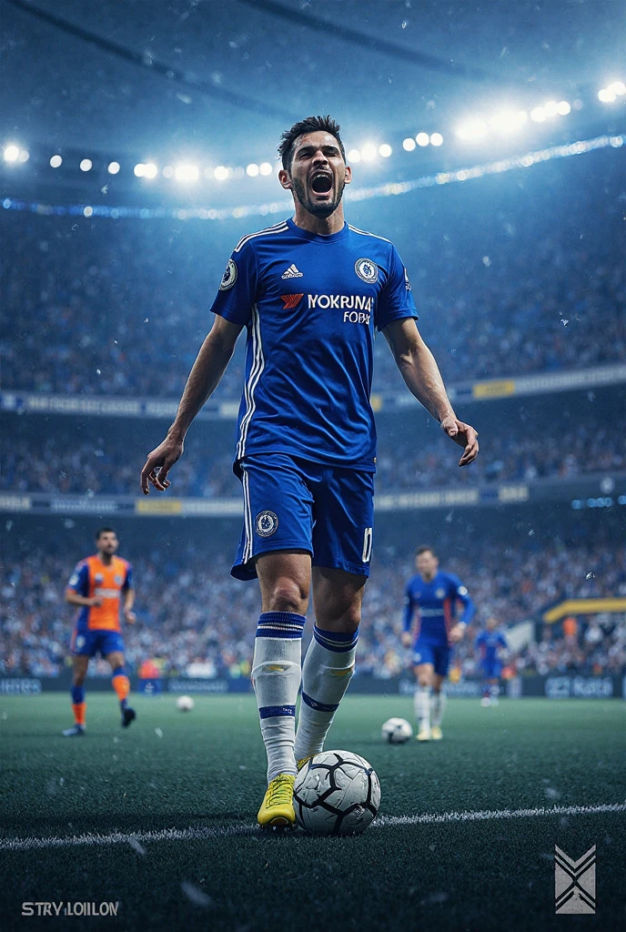 Football player João Felix in Chelsea t shirt