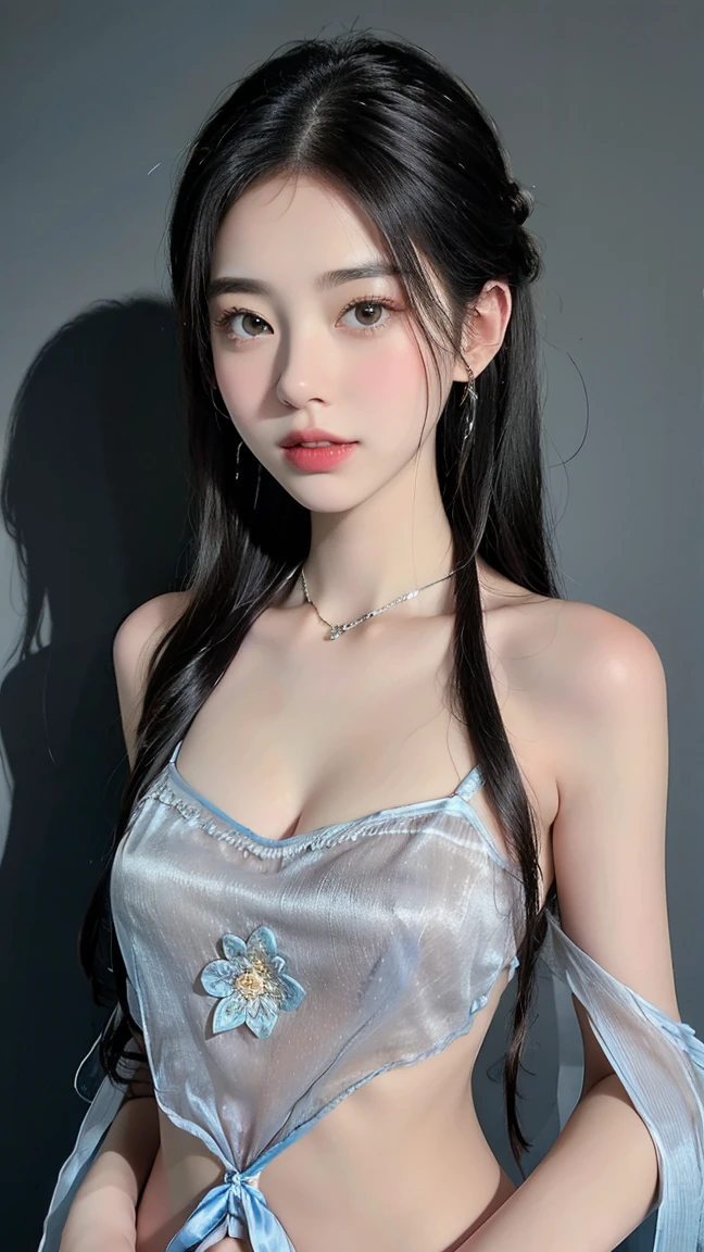 The ultra -The high-definition、top-quality、8K picture quality、1 girl、Very sexy body、A slender、nudde、The face of the golden ratio、The body of the golden ratio、Big chest looking directly at the camera、sexy facial expression、Coquettish smile、skin gloss、big eye、Highlights in the eyes、Distinct double eyelids、Lashes、long neck、Beautiful short hair、Glossy dark black hair、bangss、with a pure white background、Nothing background、Shoulder buttons、Put your ears out、Beautiful collarbone、Beautiful belly button、Oil for the skin、is standing、full body Esbian
