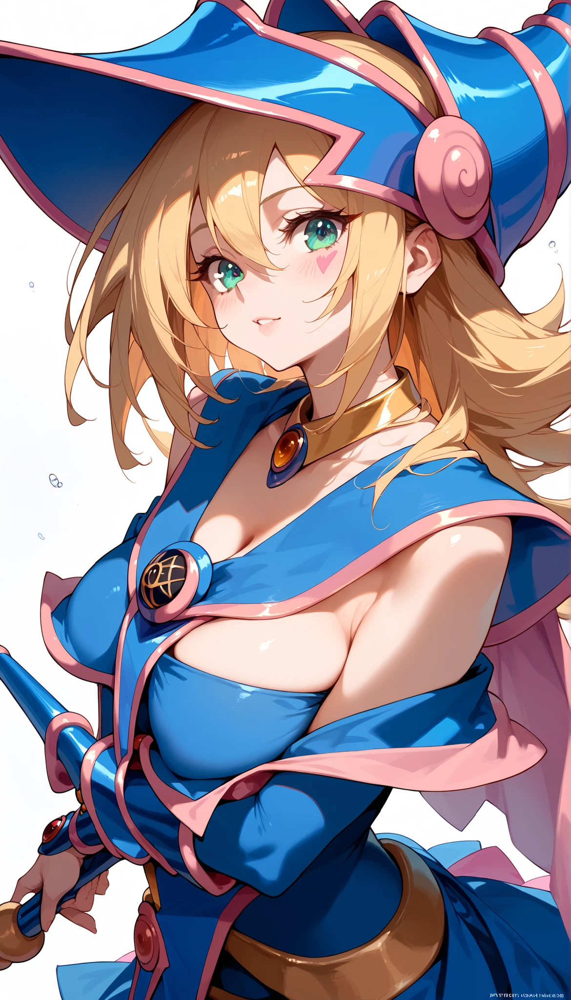 master piece,best quality,ultra detailed,8k,
ambient light,realistic skin,glossy skin,break、
（dark magician girl, duel monster, blush stickers, blonde hair, green eyes, long hair, breasts, blush, bangs, large breasts, hair between eyes, pentacle, pentagram, hat, dress, cleavage, bare shoulders, collarbone, choker, blue headwear, wizard hat, bracer, detached sleeves;）、break、
A realistic depiction of a person trapped inside a glass bottle, 、（lie face down：1.3）、（the body is very wet：1.5）、yukata、Glossy lips、Slightly emphasize the lower lip、A refreshing smile、emphasizing the cleavage、