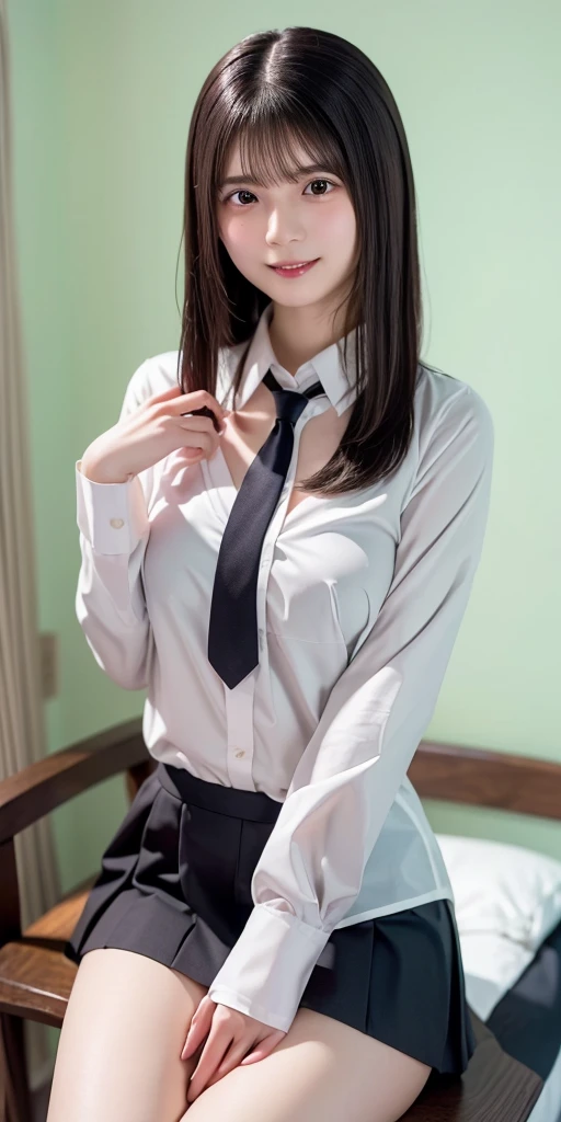 (highest quality,masterpiece:1.3,ultra high resolution,),(Super detailed,caustics),(Photoreal:1.4,RAW shooting,)ultra-realistic capture,very detailed,High resolution 16K human skin close-up。 natural skin texture、,The pores are、、、、Must be detailed enough to be easily identified。 Skin should look even-toned and healthy。 Use natural light and color,office,secretary,1 girl,Japanese,18-year-old,cute,white haired,ponytail, proportional breasts,small sized breast,gentle smile,sexy squatting,squat on table (Front view:1.1),look at the camera,cowboy shot, tight shirt,tit curtains,business shirt,short mini skirt with stocking,stocking,((long black stocking)),formal outfit,formal shirt, naughty face