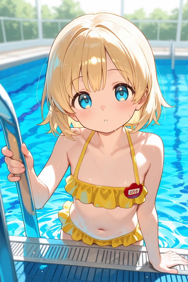 pillow,Outdoor,((Pool,White micro bikini,just))(highest quality), (masterpiece), (High resolution), original, Very detailed8K壁紙,((Very detailed)), Very detailed,(1 girl, alone:1.2), (blush:1.2),,,((High resolution)),(Small breasts:1.10),(highest quality:1.2)Small breasts,