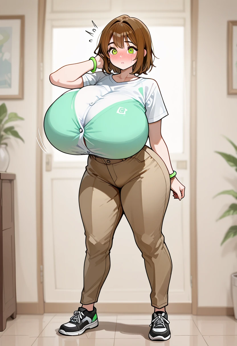 score_9, score_8_above, score_7_above, score_6_above, score_5_above,1 girl,Higashiyama Kobeni, (breast expansion:1.2),multiple views, huge breasts, Futanari, blue hat ,blue pants, (SSP:1.1), blue shirt, a huge bulge in his pants
