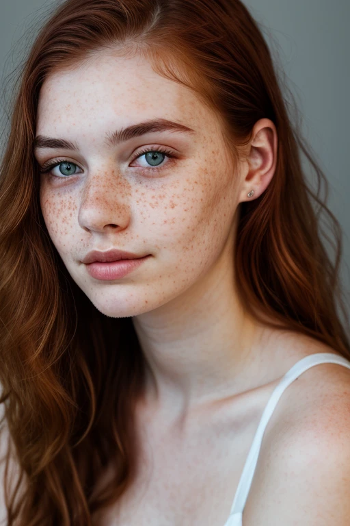 ((( naked:0.9)))) (((by Stefanie Scott:0.8))) ((( face de Emma Watson:0.9))), Selfie, 1 girl in, 19yearsold, standing alone, aesthetic art, irish redhead, wavy red hair, shoulder length red hair, (grey-eyed), light gray eyes, some small freckles, pale skin, A glass, breasts small, runner's body, Detailed texture skin, (extremely detailed 8k wallpaper), soft lighting, high qualiy, film grain, Sharp focus Fujifilm XT3, f5.6, 50mm, high détail, sharp focus,(naturallight), (nakwd), sports well, (naked), crazy details, complexdetails, hyper detailled