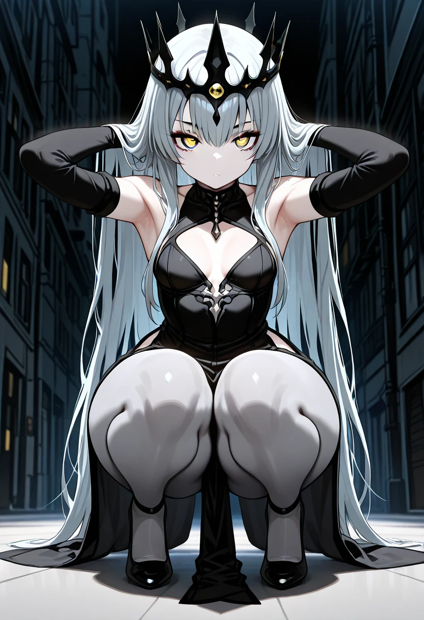 Black full body suit Red lines all over the body huge tit Big ass Whip thighs seductiv a smile succubus Sit up