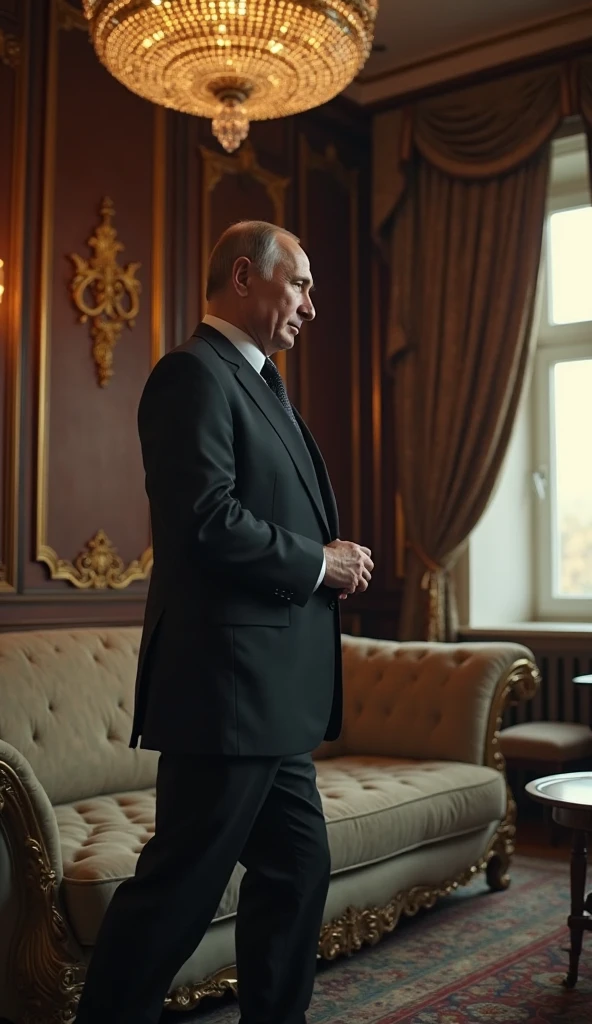 Best quality, masterpiece, ultra high res, (photorealistic:1.4),vladimir putin the president of russia in suit, putintheking, strong body builder, detailed skin, cinematic lighting, the throne