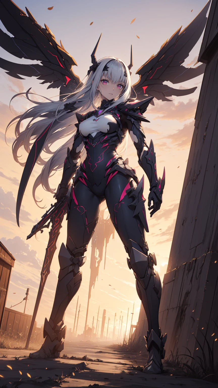 (1girl) (digital) (in detailed cliff, (horns, latex bodysuit, from below, colored skin, hooves, monster girl, demon girl, claws, serious sparkle eyes eyetype)) , best quality, slaanesh