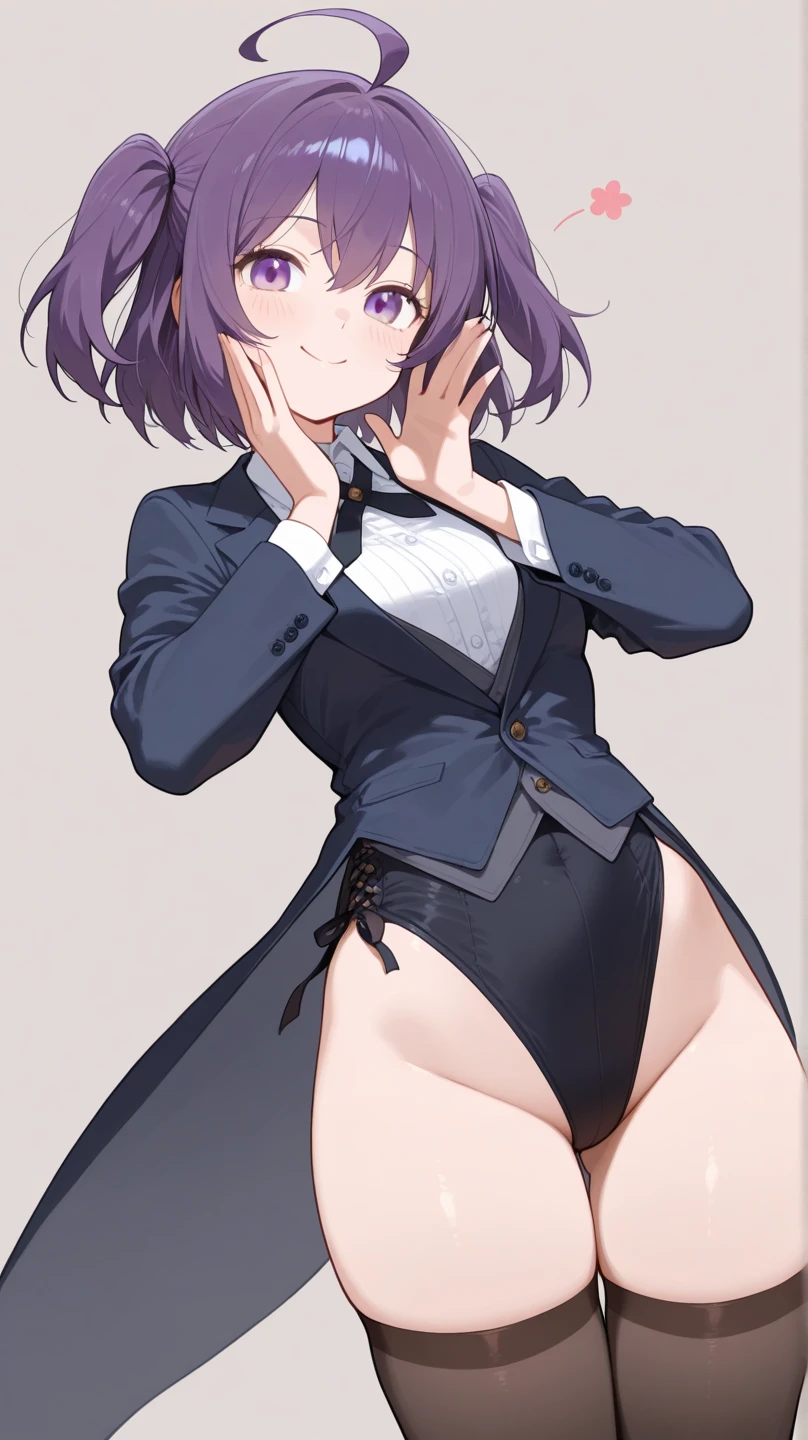 Ultra-detailed illustrations、Ultra-precise expression、masterpiece、Highest quality、ultra High resolution、High resolution、Hiromitsu Takeda Style、White background、Simple Background、One girl、solo、Mash Kyrielight、light purple hair,short hair,hair over one eyes、Black sleeveless dress, White collar、Red tie、Black Pantyhose、Purple panties、Brown short boots、Purple eyes、Vulgar expression、smile、Open your mouth、blush、Large Breasts、Big Breasts、Choker of Hearts、White Breath、Sweat、Glowing Skin、shiny skin、Front angle、View your viewers、