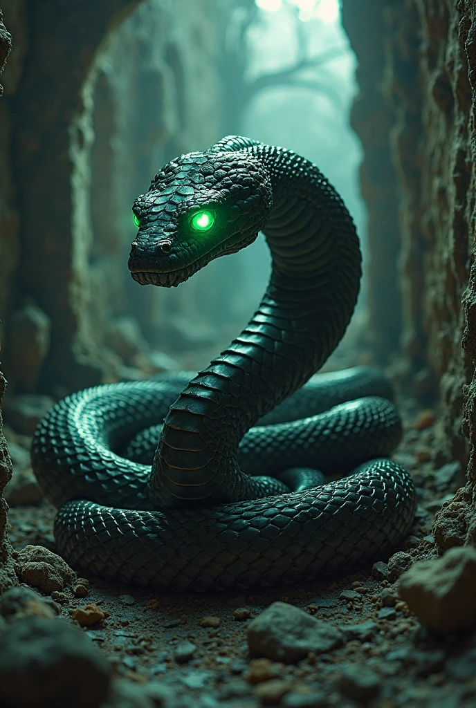 Big titanoboa snake creepy and deadly looking glare at viewer hd