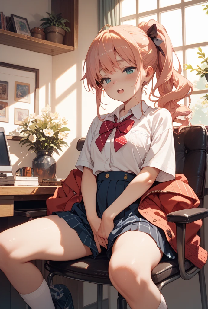 Take off your panties、Pull down your panties、Chestnut Hair、Semi-long hair、Blushing、lipstick、Perfect hands、Detailed hands、、classroom、School、blackboard、school uniform、日本の、