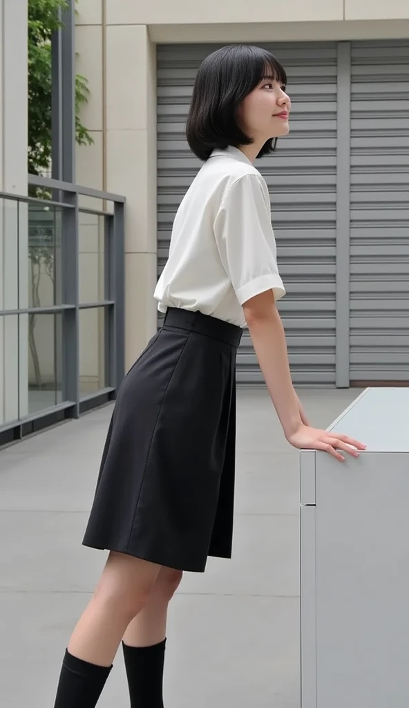 Japanese beautiful girl、18-year-old high school student、Small breasts、Beautiful cherry-colored areola、Erect nipples、Narrow waist、Shaved, Looking down,A revealing sailor suit 、She has her clothes open and her breasts exposed、Her clothes are open, exposing her breasts、Short pleated skirt, 片feetで立つ, kick, feet,how, No underwear, Striped pussy