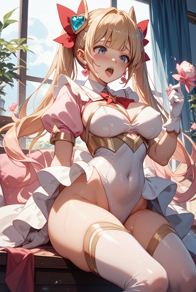 (Tabletop, Highest quality:1.2), Cowboy Shot, alone, One woman, Adult women、Mireille, Circlet、(blush:1.1), Embarrassing, View your viewers, ((Bunny girl))、((leotard))、((pantyhose))