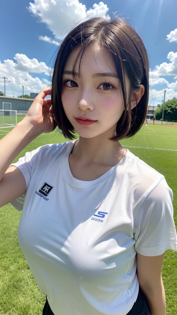 <lora:zyd232_ChineseGirl_v4_2:0.7> zydG, 1girl, detailed skin, looking at viewer, brown eyes, (short hair with bangs:1.2), (medium breasts:1.0), (medium areolae:0.8), portrait, gym uniform, 
(photorealistic:1.4), (best quality:1.0), (ultra highres:1.0), 8k, RAW photo, (masterpiece:0.2), (pureerosface_v1:0.5), gym background,