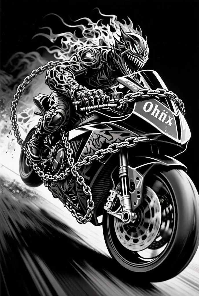 Black Ink Lineart, motorcycle Wheel, speed lines