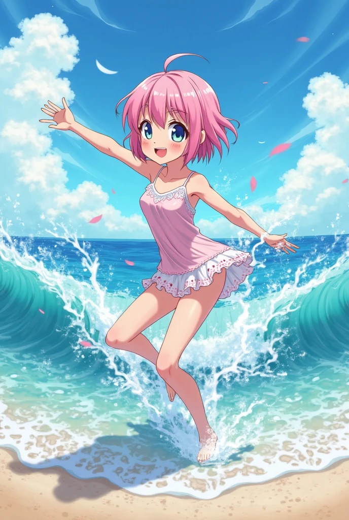 Splishes and splashes in the sea anime girl the character must be big
