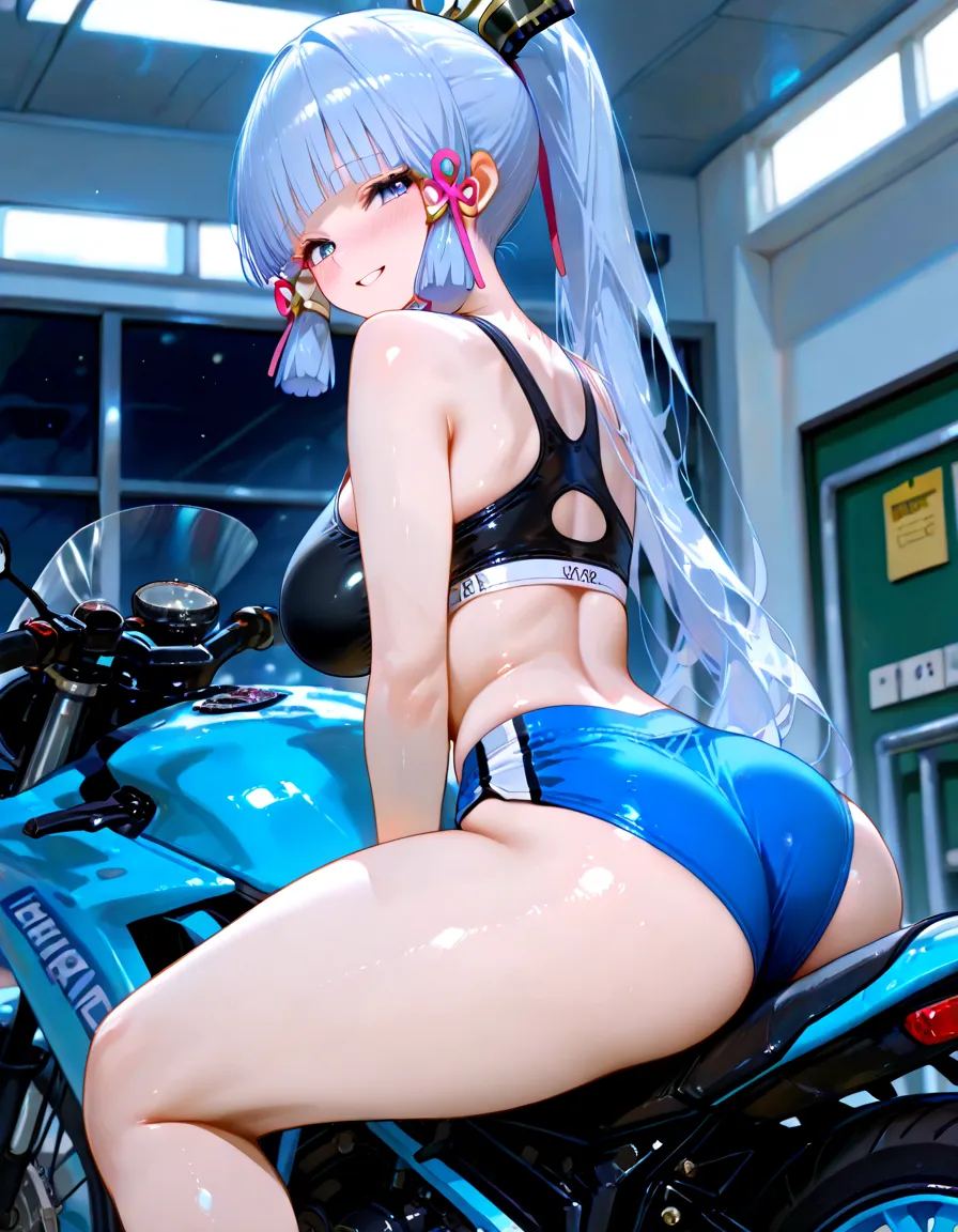 Highest quality、super high quality、16K, Tasty ass、Facial expressions are random、Location is random、 Hair color is silver hair、The pose is with the butt facing、The distance is random、Angle from behind、Small face、Very delicate facial expressions、Delicate eye depiction、Highly detailed hair、Erotic、18-year-old female、Glowing Skin、Soft Skin、Long and sexy legs、The only sexy Japanese woman、Race queen outfit random、Sexy ass