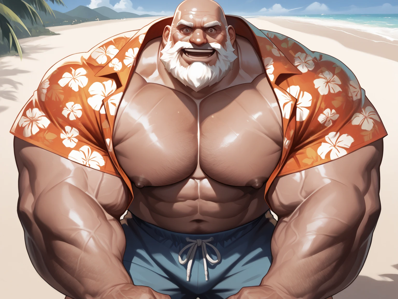 Chinese man, big brother, inch head, bald head, muscle masterpiece, air brother, fat and strong, uniform temptation, shorts, smile, uncle, thick legs, fat buttocks, leg hair, socks, inch head, on the plane seat, robust, man, --auto --s2