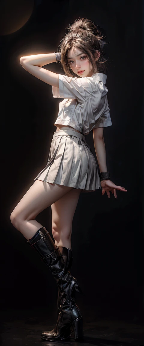 ((masterpiece, best quality)),((highres:1.2)), 1 Girl, solo, Blurred Background, Thighs, (Stripe underwear), pencilskirt,