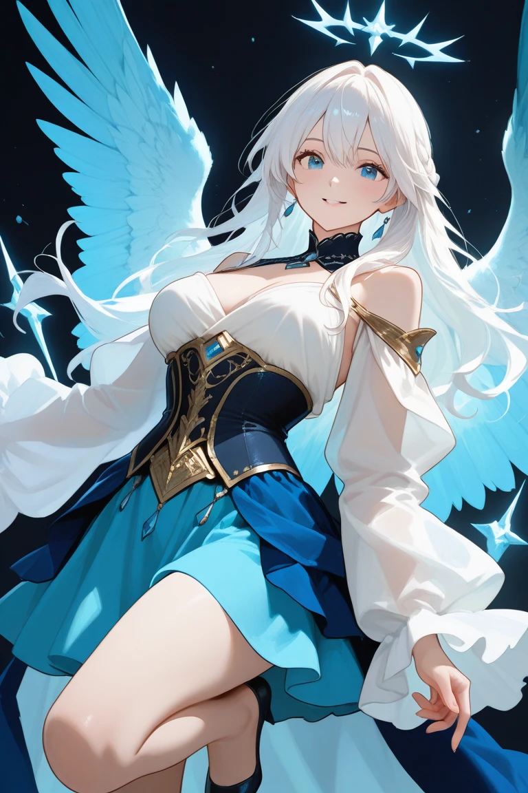 (((1girl))), ((best quality)), ((masterpiece)), ((ultra-detailed)), (illustration), (detailed light), (an extremely delicate and beautiful), (beautiful detailed eyes), (sunlight), ((extremely light)), ((extremely clothes)), (((hyper detail))),(((((front lighting))))),(((((front light))))),
((((quite adorable and more sexy Mage's robe with a pleated skirt and magical tiara)))), (((Master Mage))),
, (((angel))), (((angel wings))), ((((angel halo)))),
(((wavy long hair))), ((((platinum blonde hair)))), (((long hair))),
(((sky blue eyes))),
((((whole body)))), aged 5 to 8, ((((())))), ((((very adorable young girl)))),
((condescending expression)), ((mischievous smile with sexual satisfaction)), (((extra adorable))), (((((extra slender shape))))),
(((((extremely beautiful detailed face))))),
(((dynamically and bravely attacking enemies by a magic power of flare light explosion))), (((elegant magic boots))),
(Dutch angle), (((elegant magic gloves))), ((transparent magical underskirt)), (a little bit exposed adorable magical panties)