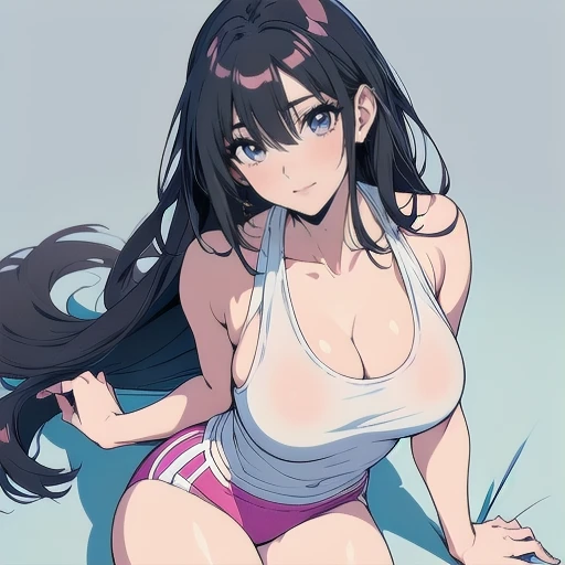 One Woman、beautiful girl、high school girl、tennisコート、Sun visor、tennisウェア、mini skirt、ponytail、Long Hair、tennis、The stands are full、tennisラケットを持つ、Highest quality, Thick thighs、Big 、Big Ass、Black Hair、Sweaty body、Fullback panties、tennisボールを打ち返す、tennisラケットを振る、tennisボール、Hit the serve、Cowboy Shot、Bra is visible through、Having her breasts massaged from behind