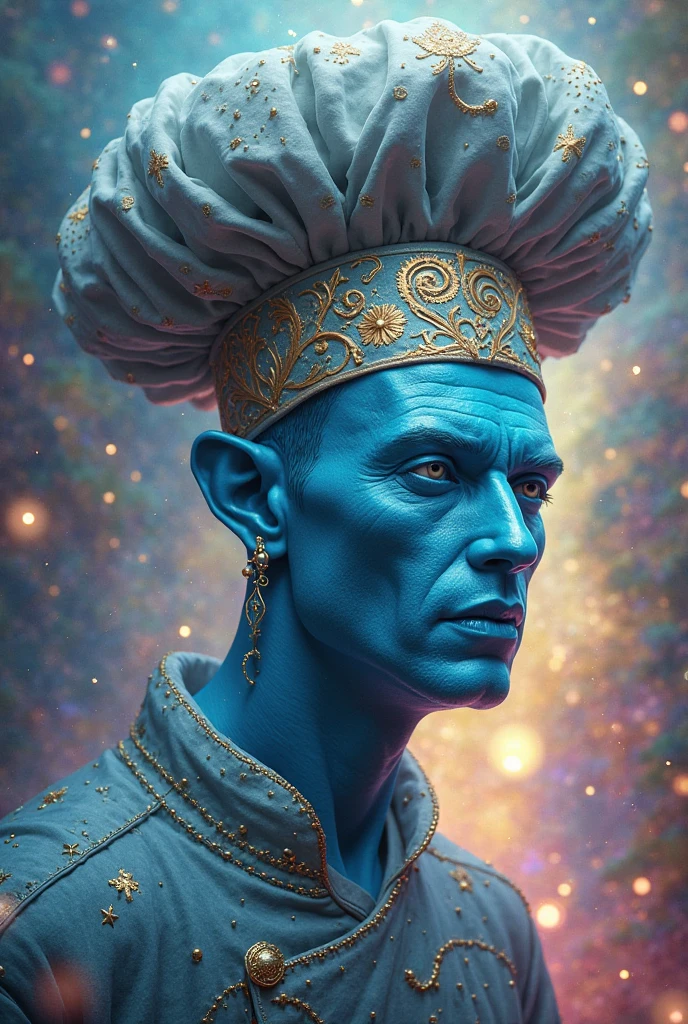 best quality, highres, oil painting, brush strokes, 1boy, male twilek twunk dancing, blue skin, bare chest, tight booty shorts, science fiction collar, science fiction bar interior, dim, moody, star wars, octane, 8k,
