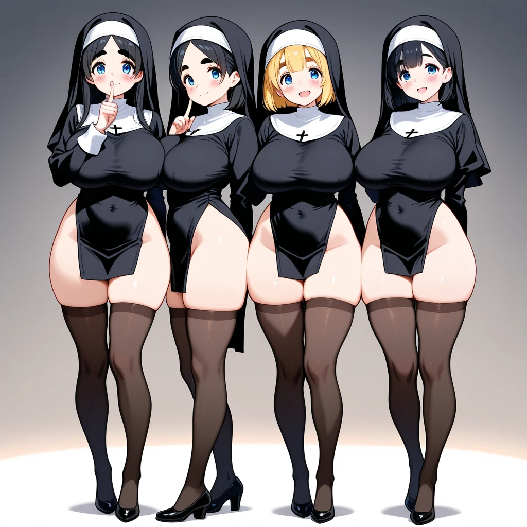 ({masterpiece}},{best quality,},white background,full body,Middle Ages,1 woman,(20years old1:1),bule eyes,,smile,great chest,nun,,Quiet,sexy,({masterpiece}},{best quality}
