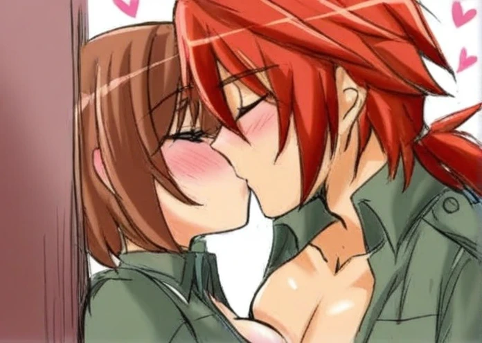 two lesbians kiss each other passionately, tits, massive rear butt cheeks out of bottomless slutty mini sweater out bare and brown boots, showing their butts, lying down, on bed, wearing oven mittens under big pillow, blindfolds