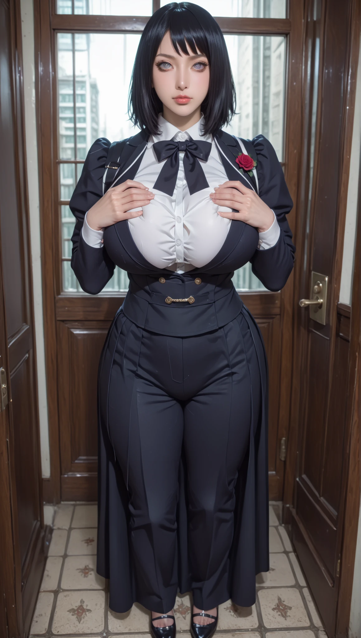 The most beautiful mom in the Japan(Giant body)、Black Blazer(white blouse inside)、Black tight skirt、morning、looking in camera、Trying to hug、Too large breasts、top-quality、32k images、masterpiece、Obscene and big breasts、Photos taken with top-of-the-line cameras(Perfect Lighting