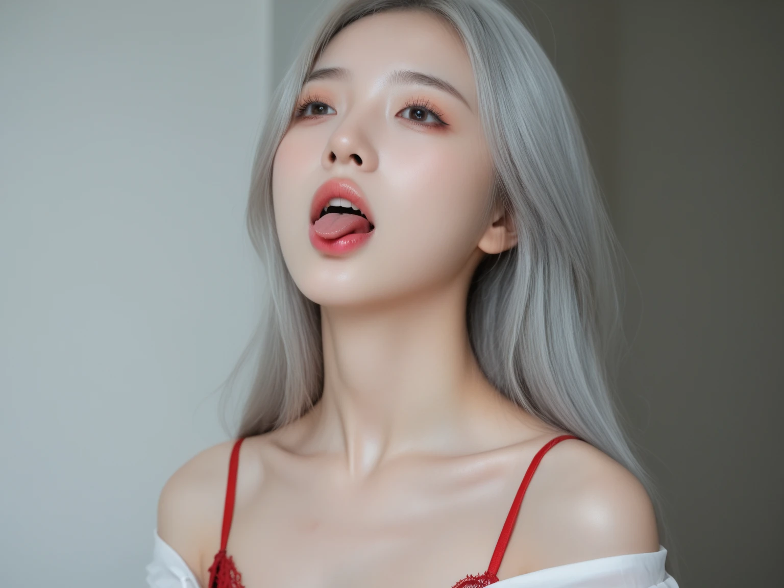 NSFW, 8K,ultra high definition,(masterpiece:1.2, best quality), (magazine cover), (많은 텍스트가 포함된 다채로운 magazine cover),attractive, elegant, tendency, tendency, radiant, head turner, dazzling, elaborate, Very cool, dramatic, brave, ((swedish model)), ((((white hair)))), It perfectly shows a more strengthened appearance..... She has perfect makeup, (((((incredibly saggy breasts,big bust,sexy))))), 그리고 is striking a sexy, erotic pose), Her body is perfectly toned, sunny beach background, (very detailed:1.2)((((100%all nude,Lots of intrigue)))),((red lipstick)),blue eyes,(very long hair),((bust)),