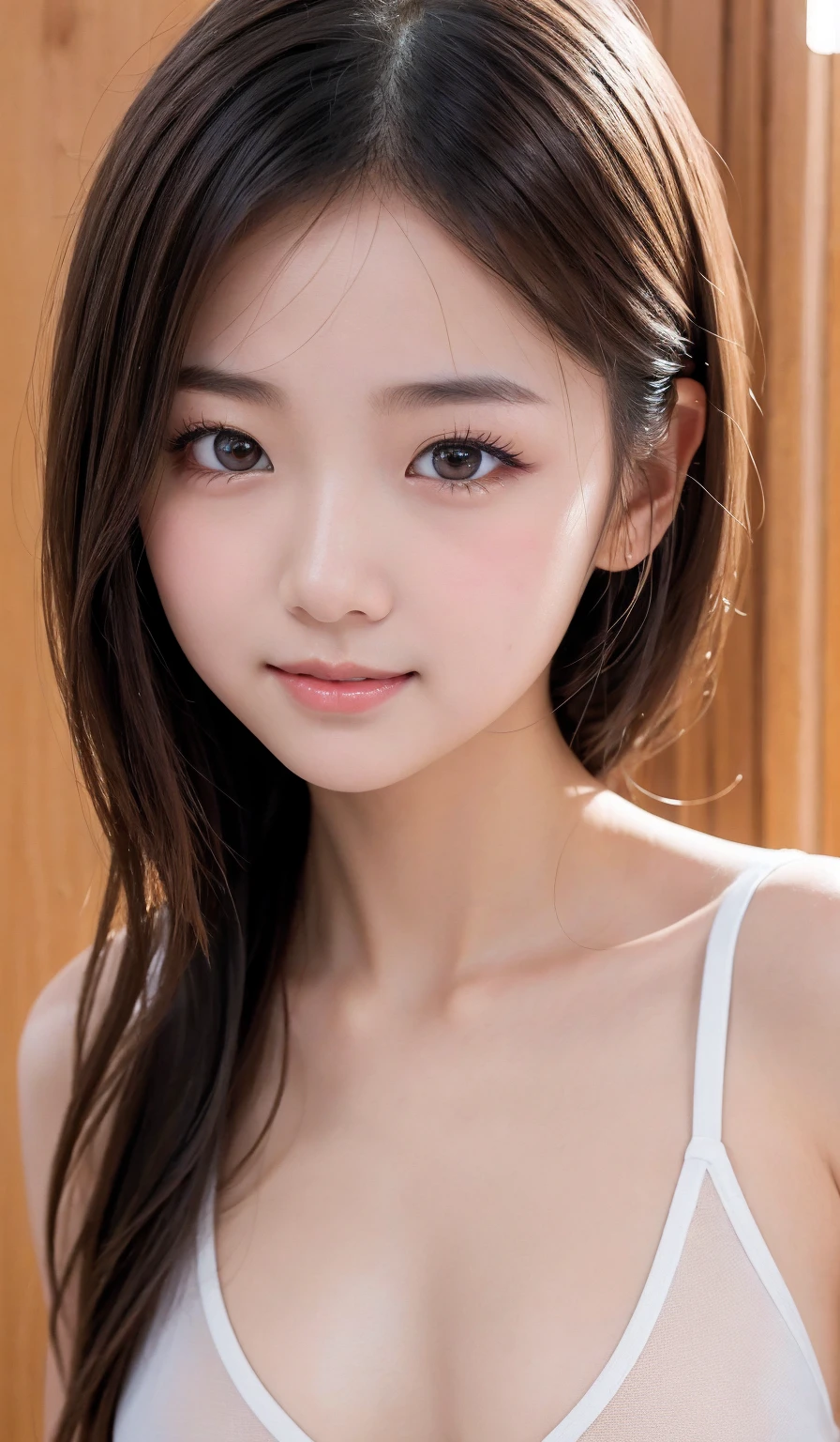 A slight smil,NSFW,(cammel toe),(Best Quality:1.2), female dog,(Female genitals:1.1),in 8K, Raw photo, (Brown eyes :1.1), full body Esbian,Beautiful sexual woman, Best Quality, Raw photo, unbelievable Ridiculous,Pretty Face, (a sailor suit:1.2), School uniform, Shirt, face lights, Dynamic lighting, Cinematic lighting, highest details, ighly detailed, ultra-detailliert, finely detail, ighly detailedな目と顔