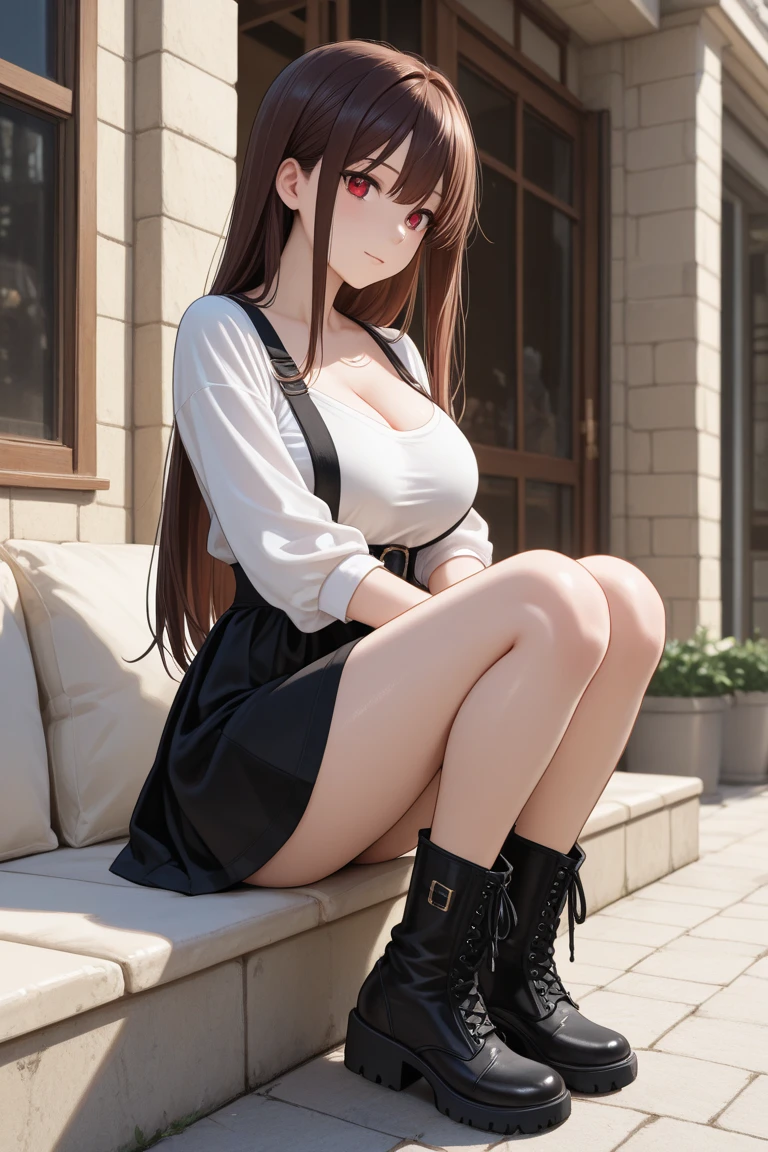 (masterpiece、highest quality、High resolution、realistic pictures、real looking skin:1.1), (She is wearing a tight gray knit minidress with long sleeves。.:1.5), (There is a small gap in the chest of that dress.、I can see the cleavage.:1.5), 1 Japanese woman, beautiful eyes, shining eyes, brown hair, medium long hair, OL, (少し足を開いてベンチに座りパンティーをI々I'Iはそれを人に見せています:1.8), (I々Pants are clearly visible when viewed from the front:1.5), (both hands are on the bench: 1.5), (brown long boots:1.8), (fancy pattern panties: 1.5), (provocative and grinning expression:1.5), (The location is an amusement park bench..:1.5), (full body figure:1.5), NSFW