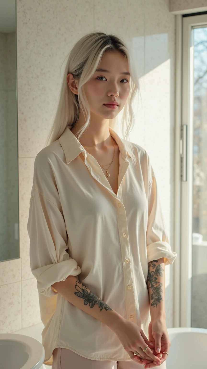 20-year-old woman,Blonde short bob hair,Uneasy atmosphere,cry、whole body