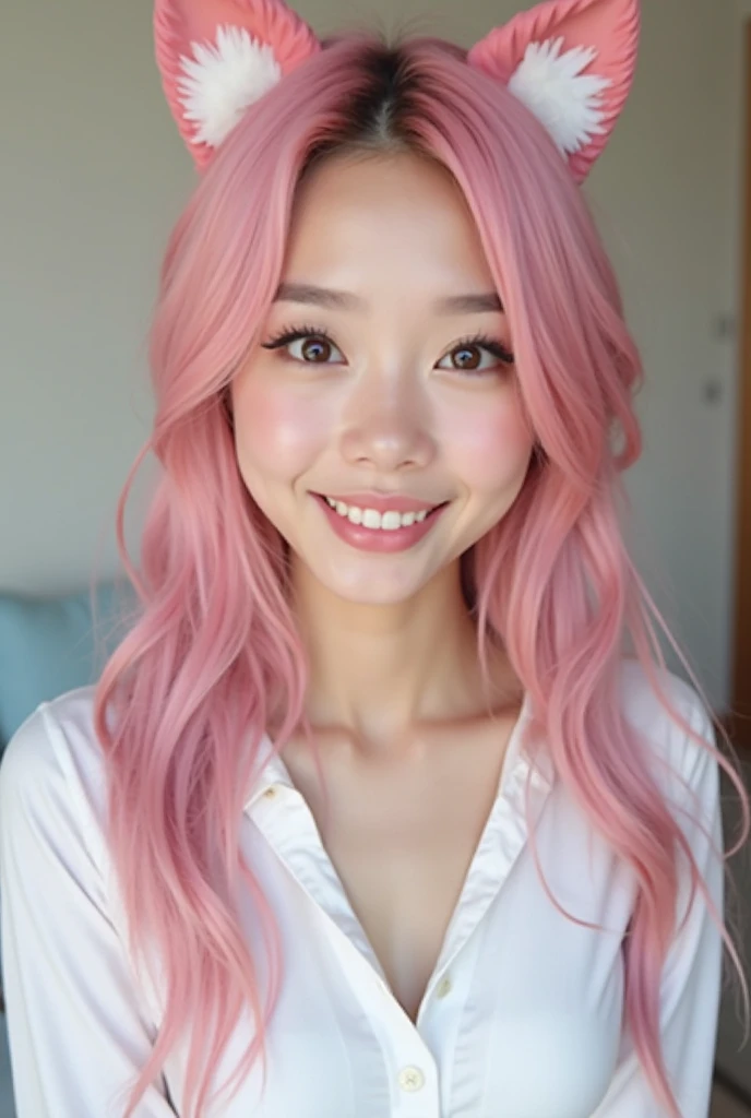 (masterpiece:1.4, best quality), (intricate details), unity 8k wallpaper, ultra detailed, (visually stunning:1.4), latina girl, (nsfw), 1girl, solo, egirl, pink hair, teenage girl bedroom, gamer girl room, straight hair, freckles,, eyeliner, mascara, eye shadow, nose ring, grin, teeth, egirl_face, couch,small , girl is squatting, on the flor, asking for cum, she wants to covered with cum, blowjob lover, open mouth, naughty face, naughty, excited, oral invitation,she is on the flor,, depth of field, cinematic lighting, from above,masterpiece, realistic, photorealistic, extreme details, detailed face, UHD, 16k, best quality, super detail, highres, textured skin, high details, best quality