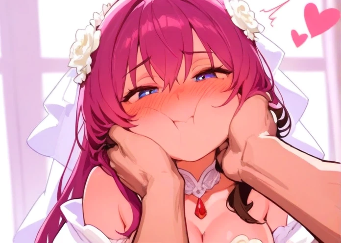 Masterpiece、8K、Clearly defines the overall facial contours,Depict the whole body,,Pink hair、Sweat、Oily skin、Twin tails、Fine skin、Looking up、blush、Stretching out the tongue、Open your mouth wide、bed