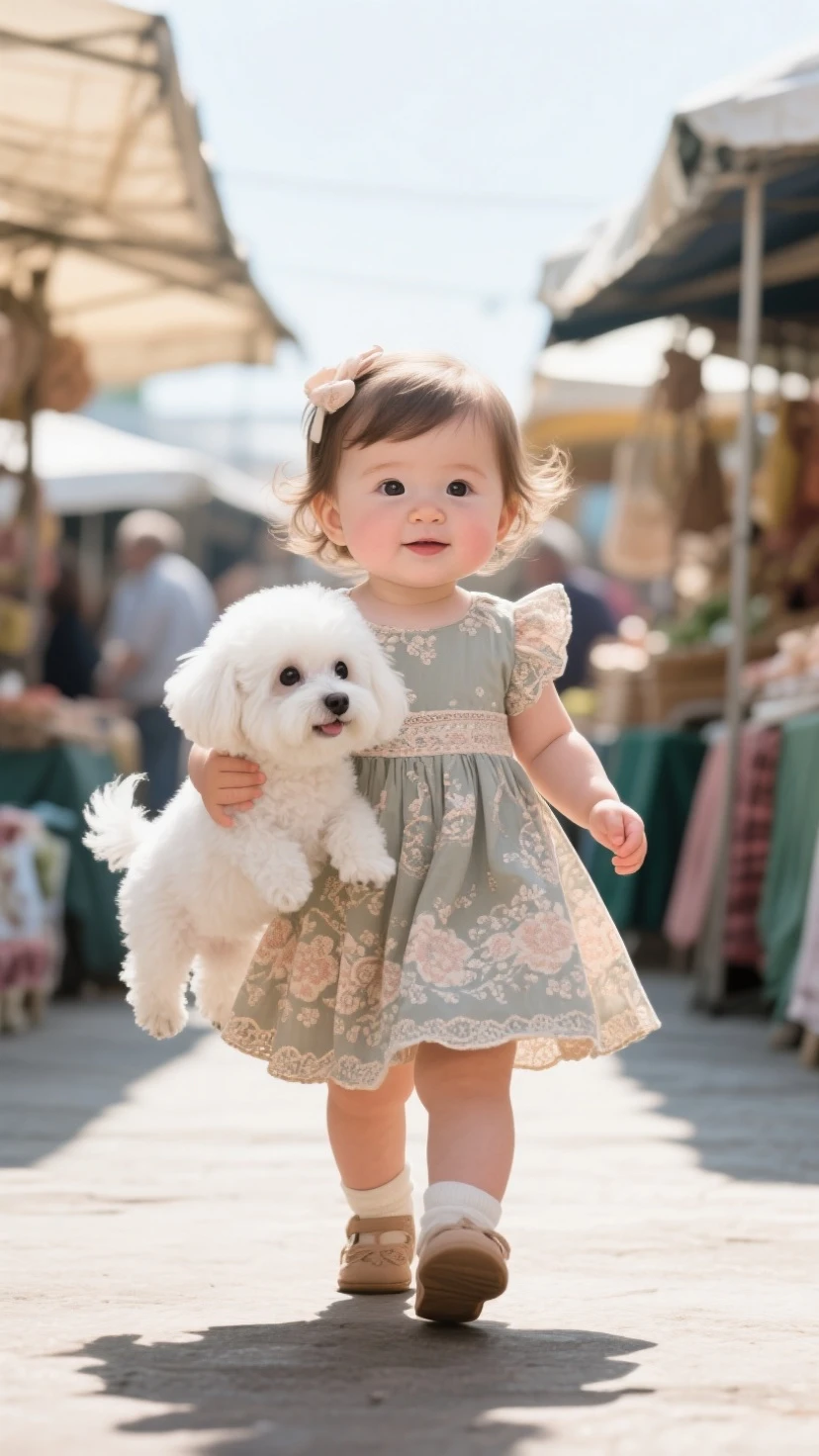 A boy wearing a pink dress,Bare legs,adolable