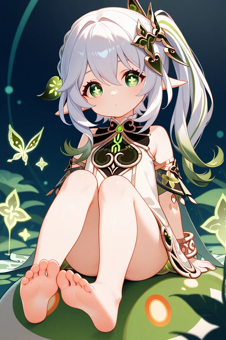 1girl, nahida \(genshin impact\), genshin impact\\\\\ masterpiece, best quality, very aesthetic, absurdres, newest \\\\\\ slim body,///// ,by nyantcha,cutesexyrobutts , by khyle,,////// beautiful face, sexy, , greenery,, jungle,birds etc, looking at viewer, lime one-piece swimsuit,grass,lying on back