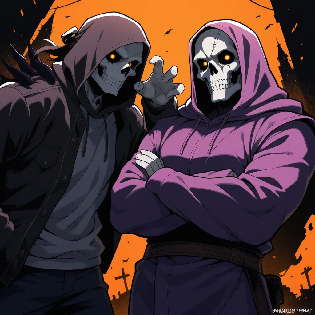 yellow and black, skull face medieval cultists, in the style of Mork Borg, strong contrast, grunge dirty punk splash art, zine black metal, forest color splash background
