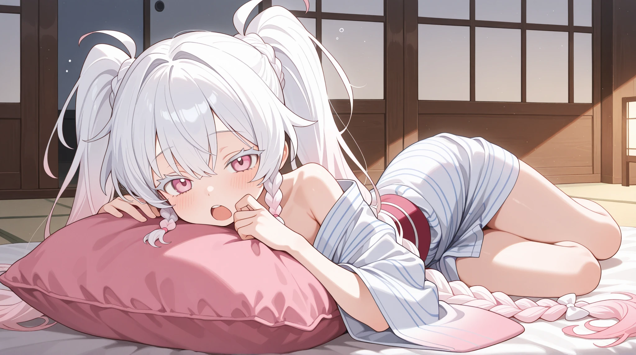 neferpitou, neferpitou, short hair, (red eyes:1.5), long sleeves, animal ears, white hair, shorts, cat ears, cat tail, curly hair, BREAK looking at viewer, BREAK outside, BREAK (masterpiece:1.2), best quality, high resolution, unity 8k wallpaper, (illustration:0.8), (beautiful detailed eyes:1.6), extremely detailed face, perfect lighting, extremely detailed CG, (perfect hands, perfect anatomy), sexy post , nsfw , nipple