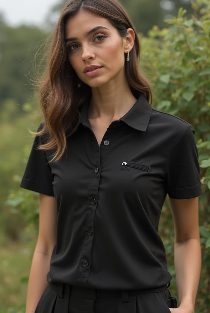 Create a very realistic and beautiful model with the following detailed features: Gender: Female, Age: Young adult (approximately 20-25 years old), Hair: Long, wavy and reddish with a natural shine, gently cascading around the shoulders and back back. . . . . . . . . . . . . . . , Eyes: Bright green with a captivating, slightly almond-shaped look, detailed with natural highlights, Skin: Fair complexion with a light texture, including natural freckles on the nose and cheeks, giving a youthful and vibrant appearance: Fair complexion with a light texture, including natural freckles on the nose and cheeks, giving a youthful and lively appearance, Face: with a smooth and natural contour, soft and full lips with a slight pinkish tint and a slightly delicate upturned nose, Expression : a gentle face, with a touch of mischief, which conveys warmth and approachability, Clothing: dressed in a white polo shirt and black sunglasses, wearing dressed in a white polo shirt, wearing a white polo shirt, a white outfit , wearing a white polo shirt and glasses, a simple white polo shirt, a silky white outfit, fashionable white clothes, a girl wearing a white polo shirt, wearing white clothes, a girl wearing a polo shirt white, Tight suit dressed in a smooth white polo shirt, wears an elegant outfit, haute couture chic, All white, Background: a lush green golf course under a clear blue sky, The background includes a fairway, a distant flag and some trees, Pose: His feet are shoulder-width apart, arms outstretched holding a golf club, showing concentration, Background includes a fairway, a distant flag and some trees, aesthetic, Unsplash, Neoclassicism, Complex background, Best quality, hyper detailed, Gratty Sita, 64K, Light design