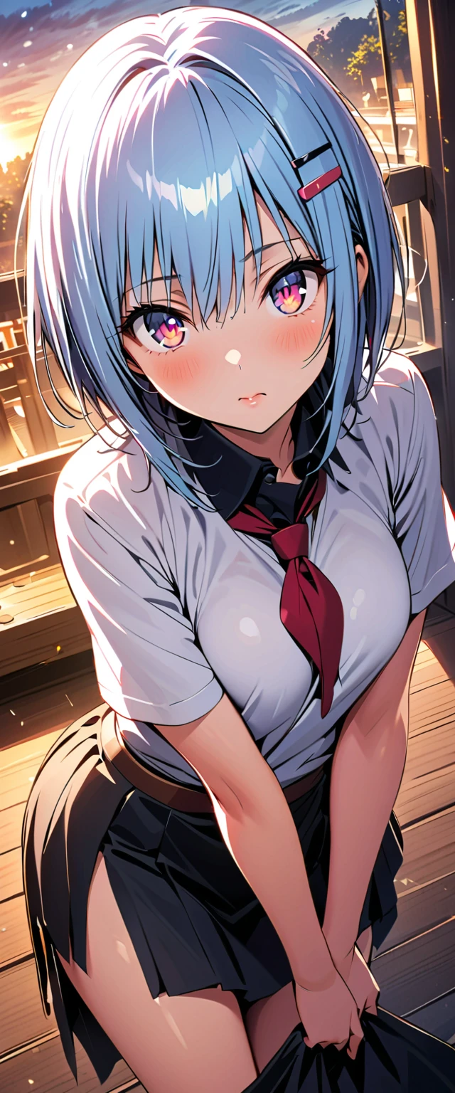 POV, 1 boy, penis, light cream hair, red eyes, short hair, 8K, top quality, masterpiece, ultra definition, light cream hair, red eyes, short hair, medium tits, perfect Hands, delicate hands, blushing, lustrous expressions, gonzo, one man, penis, school classroom,