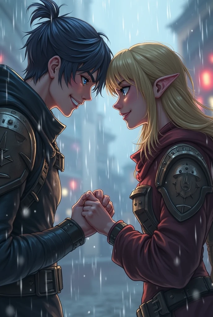 anime characters hugging in the sky, Arte Oficial, fan art, futuro!!, Arte da sede, Genzoman, Yaoi, Arte HD, 8k!, 8k!!, papel de parede!, anime oficial ainda, fanart de alta qualidade, !!Beautiful!!, visual chave, fanart requintada altamente detalhada, arte oficial do anime, Directed by: Kentaro Miura, Directed by: Akira Toriyama