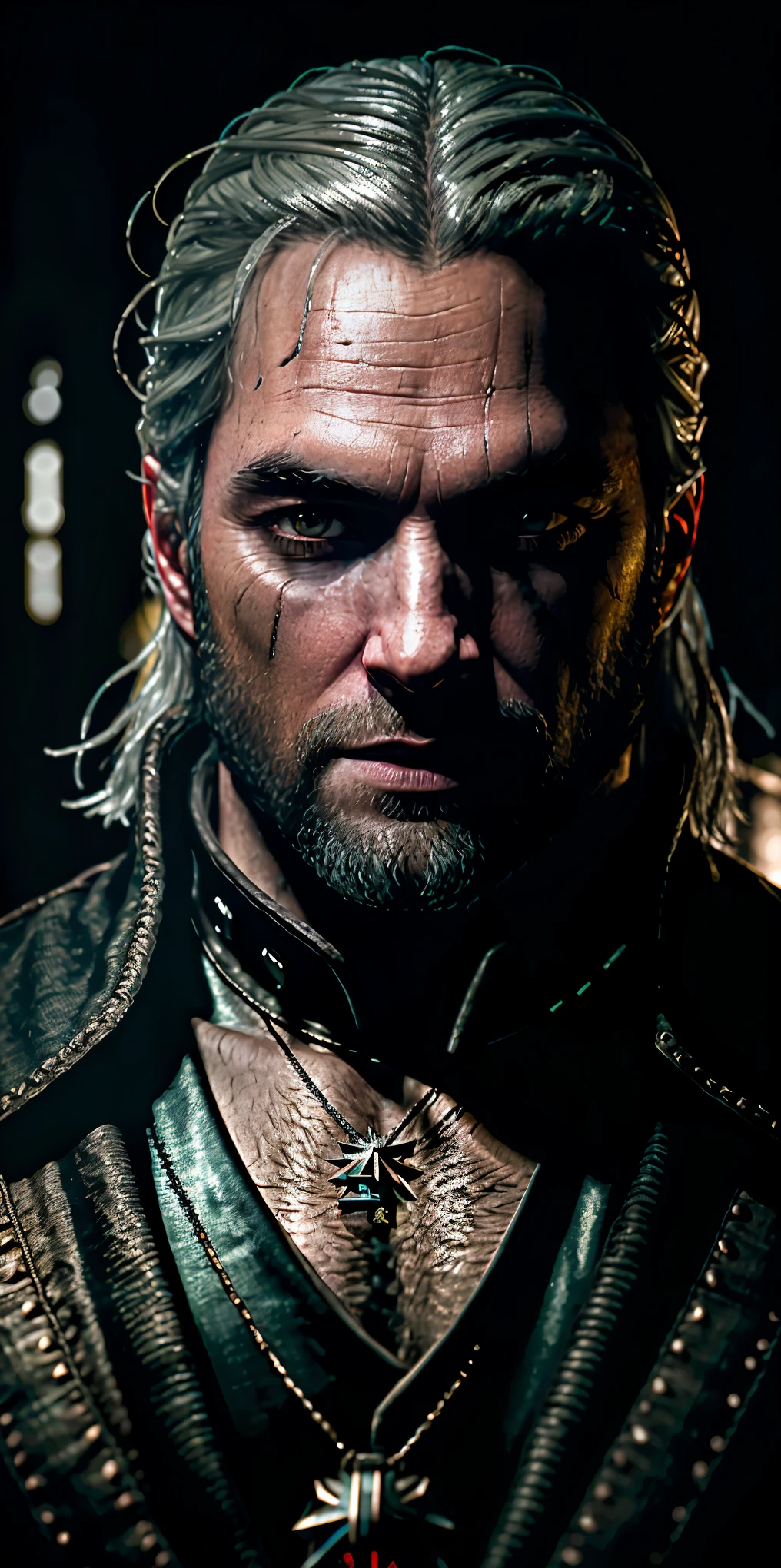 Dark Fantasy, Gothic, Grimdark, Horror, Gloomy atmosphere, Front view, Electric arc, Moonlight, 2D, Cinematic, Photographic, Hyper realistic, Hyper detailed, High detail, Photorealistic, Ultra detail, Ultra detailed, Full HD, Ultra HD, Assassin's Creed Valhalla, Goth, Adventurer, Mountains, Gothic architecture, Creepy, Depressing atmosphere, Evil , ( henry cavill ) in the character of, Geralt de Livia, in the series ( the witcher )the Sorcerer, yellow eyes, photorealistic, photo, masterpiece, realistic, realism, photorealism, high contrast, digital art photorealist trend on Artstation 8k HD high definition detailed realistic, detailed, skin texture, Hyper detailed, realistic skin texture, frame, best quality, 超 A high resolution, (photorealistic:1.4),, high resolution, detailed, photo RAW, sharp, by Lee Jeffries film NIKON D850 Stock photo 4 Kodak Portra 400 Camera F1.6 rich color lenses, hyperrealistic texture, dramatic lighting, trend on Artstation, Cinestill 800,henry cavill